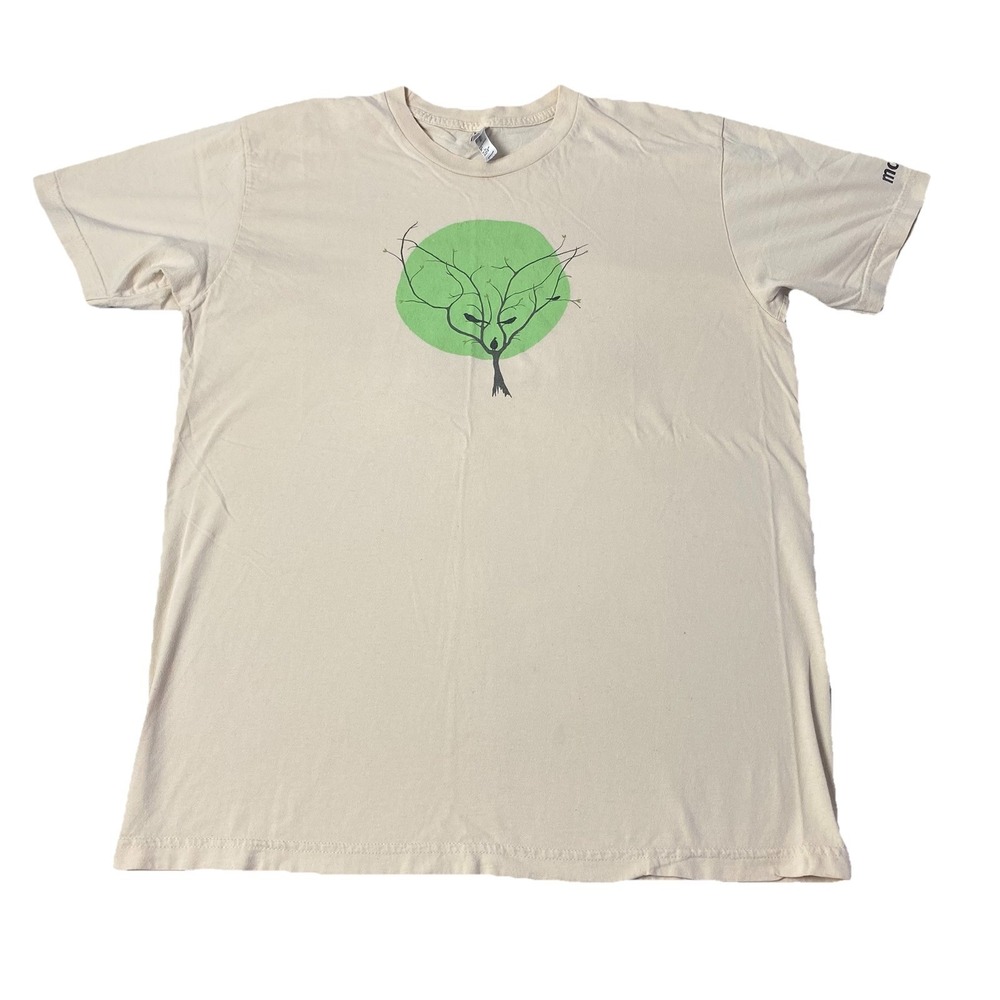 Men's Cream T-Shirt with Green Tree Design
